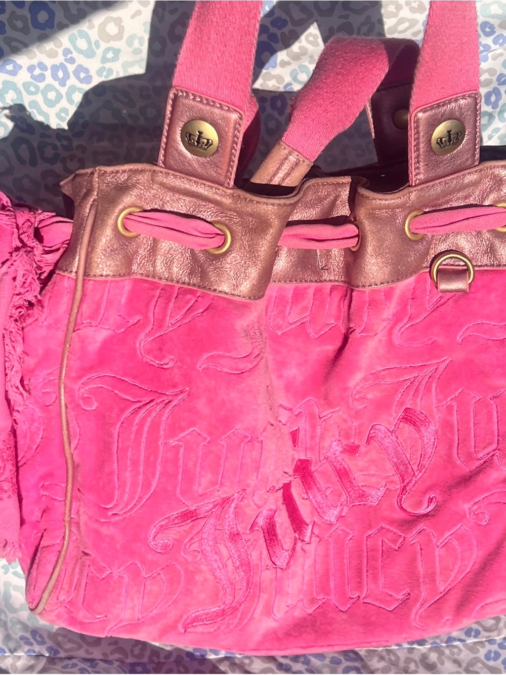Vintage Pink Juicy Couture Purse Daydreamer Tote Bag Y2K Velour Rare Quilted